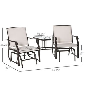 Dondolo da Esterno a 2 Posti con Tavolino, Divanetto a Dondolo Traspirante per Patio, Giardino e Veranda - Product Image 3