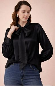 Women Loose Fit Button <b>Down</b> Shirt Wide Sleeve Casual Blouse Solid Color Lightweight Woven Streetwear Fashion Apparel - Product Image 5
