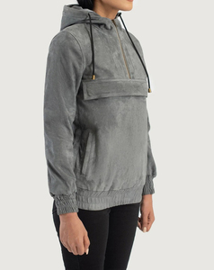 Chaqueta de Forro Polar con Capucha para Mujer, de Alto Rendimiento, Color Gris, de Gamuza, con Cierre de Cremallera, Resistente al Viento, Estilo Utilitario para Otoño, 320 g, 2026 - Product Image 2