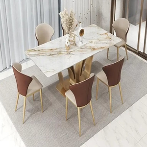 Unique New Design Metal Dining Table With <b>Marble</b> <b>Top</b> Dining Table 6 Seater - Product Image 6
