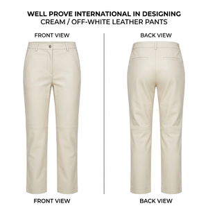Pantalones Rectos de Cintura Alta para Hombre, de Cuero Vacuno Blanco Premium, Ligeros, 900 GSM, Paneles Elásticos en Acordeón, Logotipo Personalizado en Relieve - Product Image 6