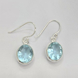 Blue Topaz Gemstone 925 <b>Silver</b> <b>Dangle</b> & Drop <b>Earrings</b> Anti Tarnish Light Weight Sterling <b>Silver</b> Jewelry for Women - Product Image 6