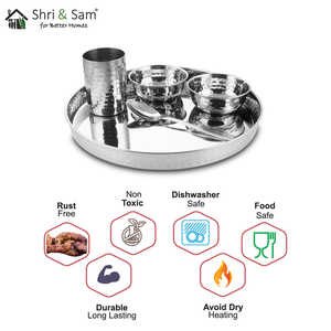 Service Thali martelé 30 cm avec collection de vaisselle élégante en acier inoxydable Komcha - Product Image 4