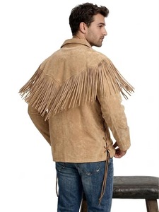 Chaqueta Vaquera Personalizada de Cuero de Oveja Occidental con Flecos, Abrigo de Cuero Puro de Alta Calidad a Precio Económico, Estilo Urbano OEM para Invierno - Product Image 3