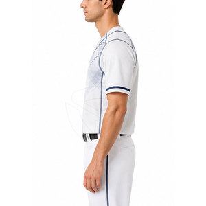 Maillot de baseball de haute qualité à manches courtes, uniforme d'équipe avec fermeture en tissu, design personnalisé pour le baseball et les matchs - Product Image 6