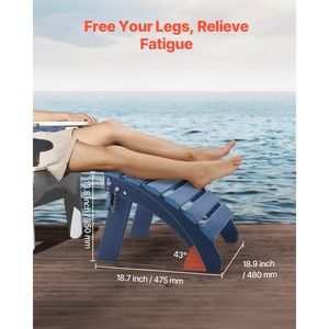 Set di 2 Pouf Adirondack 47,5L X 48,1L X 35,1H Pollici in Plastica HDPE Pieghevole Resistente alle Intemperie per Arredamento da Giardino - Product Image 6