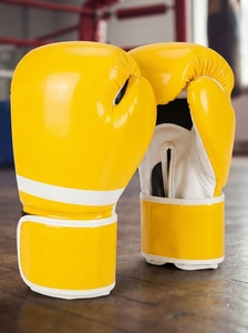 Guantes de Boxeo Amarillos de PU con Cordones y Soporte para Muñeca, para Entrenamiento de Adultos - Product Image 5