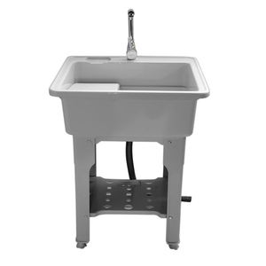 Lavabo autoportante in plastica grigio con kit di scarico e tubo di ingresso per applicazioni in villa, laboratorio e lavanderia esterna - Product Image 3