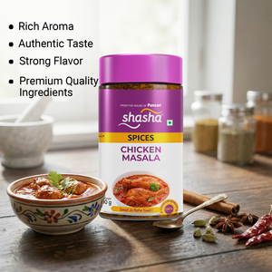 SHASHA Chicken Masala, Tarro de 100g – Auténtica Mezcla de Especias Indias para Curry de Pollo, Gravy, Asados y Recetas Tandoori - Product Image 4