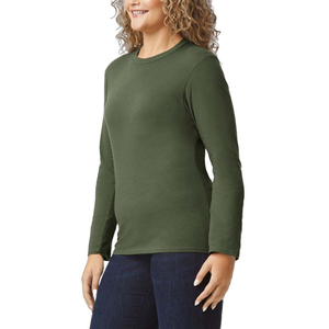 Camiseta de Manga Larga para Mujer, Cuello Redondo, Tejido de Punto, Corte Regular, Informal, para Todas las Temporadas, 100% Algodón, Transpirable - Product Image 4