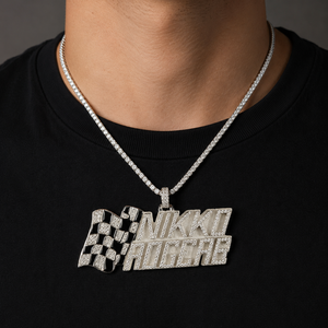 Collar de Plata 925 con Nombre Personalizado, Brillante en la Oscuridad, con Dijes de Esmalte, Bandera y Diamantes Moissanite, Colgantes de Estilo Hip Hop, Regalos para Amantes de los Deportes - Product Image 2