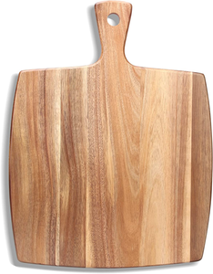 Tabla de Preparación de Madera Rústica, Tabla de Cortar Rectangular con Asa, Acabado Natural, Tabla de Cortar para Cocina - Product Image 1