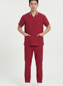 Combinaisons médicales unisexes pour hommes, uniformes d'hôpital, ensemble de blouses chirurgicales |   Haut à col en V pour hommes, pantalon de jogging évasé de couleur unie - Product Image 6