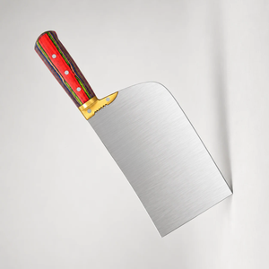 Couteau à découper la viande robuste PK-DR, lame large argentée, manche en bois multicolore rouge et vert, avec bolster doré, couteau de boucher - Product Image 3