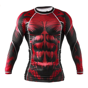 Men's Full Sleeve UPF50+ Anti UV Sublimation Coral Rash Guard <b>Black</b> Quick Dry MMA BJJ <b>Compression</b> <b>Shirt</b> - Product Image 1