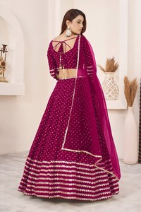 Ensemble Lehenga Choli pour femmes en georgette, dentelle et sequins, longueur au sol, tenue de mariage ethnique - Product Image 5