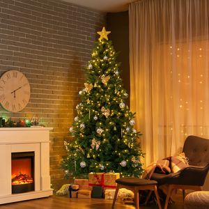 Albero di Natale Artificiale a Forma di Pino con Cerniere, 2,3m, 400 Luci LED Bianco Caldo, Materiale PET, 300cm, con Gonna Decorativa - Product Image 5