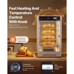 Scaldapizza Commerciale a 4 Ripiani con Riscaldamento a Vapore, Capacità 14 Pizze, Controllo Temperatura 86-185 Fahrenheit - Product Image 2