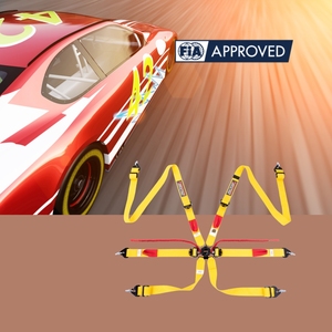 Ceinture de course en polyester certifiée FIA SPORT PLUS 3, harnais 6 points avec logo personnalisé pour les commandes de marques d'équipes de course - Product Image 1