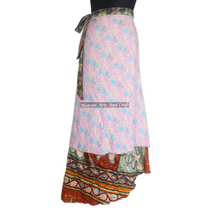 Coffee Colour Hand Block Printed Silk Wrap <b>Skirt</b> Stylish Casual Wear Sari Silk <b>Long</b> Wrap <b>Skirts</b> for <b>Girls</b> Cover up Wear Vintage - Product Image 1