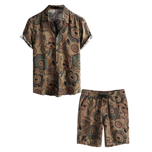 Ensemble d'été 2 pièces pour homme, streetwear imprimé sur mesure, sérigraphie, t-shirt à manches courtes respirant, short en tricot, polyester/coton - Product Image 1