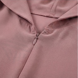 Nouvelle Arrivée - Abaya Femme Personnalisée Couleur Unie Col V Longueur Cheville en Polyester Coupe Droite Ample Manches Longues Robe Musulmane Broderie - Product Image 4