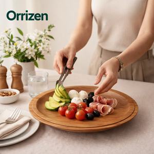 Assiettes de table robustes en bois massif, prix d'usine, forme ronde, en noyer, pour cuisine et fêtes - Product Image 2