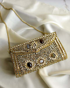 Elegant Handmade NEHA ENTERPRISES Multifunction Kundan Mosaic <b>Crystal</b> <b>Mirror</b> Stone Bridal Wedding Party Clutch Purse Luxury - Product Image 2