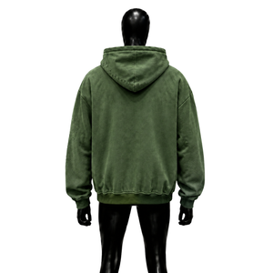 Sudadera con Capucha Oversize de Alta Calidad para Hombre, Verde Lavado, de Algodón French Terry, con Estampado y Bolsillo Delantero, Ajuste Regular, Estilo Urbano - Product Image 2
