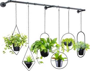 Suspension décorative moderne en métal noir pour plantes suspendues, idéale pour balcon, plafond, salon, décoration botanique, art pour la maison. - Product Image 4