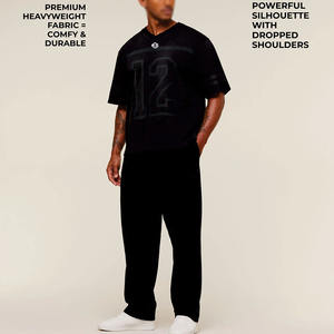 Camiseta Deportiva de Algodón de Alta Calidad, Unisex, Estilo Jersey de Fútbol Americano, Cuello en V, Talla Grande, Impresión Personalizada, Etiqueta Privada, OEM - Product Image 2