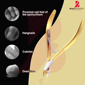 Coupe-cuticules doré le plus vendu avec étui de <span class=keywords><strong>voyage</strong></span>, en acier inoxydable, pour éliminer les peaux mortes, kit de manucure professionnel - Product Image 5