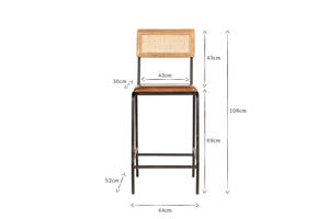 Iswa Leather & Cane Bar <b>Chair</b> Aged <b>Tan</b> Finish Premium Handcrafted Design Modern Rustic Style Worldwide from India - Product Image 5