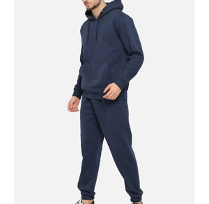 Men's Navy Blue Hoodie And Sweatpants <b>Set</b> With Red Yourbrand Logo Print Casual Autumn Wear 100% Cotton French Terry Material - Product Image 6