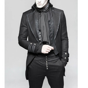 เสื้อโค้ทยาวสไตล์วิคตอเรียนโกธิคสำหรับผู้ชาย ปักลายติดกระดุม สไตล์พังก์สีเข้ม รับสั่งทำขายส่ง - Product Image 2