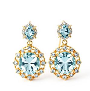 ต่างหูทรงหยดน้ำบลูโทแพซไฮโดรและเพชร CZ เงินแท้ 925 ชุบทอง 18K เหมาะสำหรับงานเลี้ยงค็อกเทล งานแต่งงาน ของขวัญสำหรับเธอ - Product Image 5