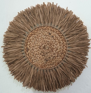 Tapisserie murale ronde bohème en jonc de mer à motifs floraux, décoration intérieure, design nature - Product Image 4