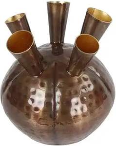 Jarrón de Metal Martillado de Lujo con 5 Aberturas |   Tulipero Decorativo Floral para Decoración de Eventos al por Mayor y Centros de Mesa para Vestíbulos de Hoteles - Product Image 1