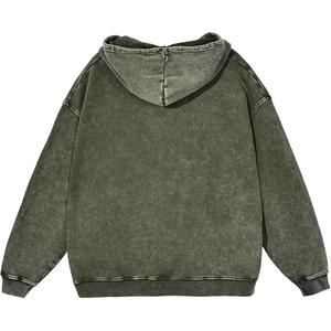 Sudadera con capucha personalizada 100% algodón, estilo High Street, lavado ácido, oversize, vintage, con efecto desgastado. - Product Image 4