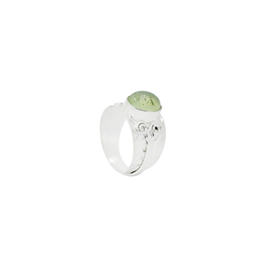 Natural Prehnite Oval Gemstone <b>Ring</b> Silver Plated Brass Statement <b>Ring</b> Wholesale Handmade Gemstone Jewelry for Women - Product Image 1