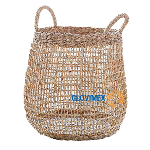 Cesta de Almacenamiento Multifuncional Rústica Ecológica de Pasto Marino de Primera Calidad, Organizador Tejido Natural para Cocina y Lavandería - Product Image 1