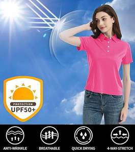 Camisetas Polo de Algodón Lisas Casuales de Verano para Mujer con Cuello Alto y Mangas Largas - Product Image 5