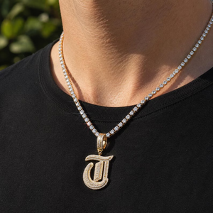 Hip Hop Men's 925 Silver Rhodium Plated Moissanite Diamond Letter Pendant Micro Pave Baguette Cut Themed Charm Everyday Wear - Product Image 6