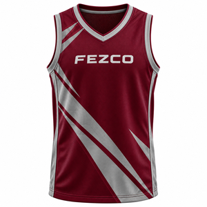 Maillot de basketball unisexe personnalisé rouge, noir et blanc – Hauts tendance respirants 100 % polyester antibactérien - Product Image 5