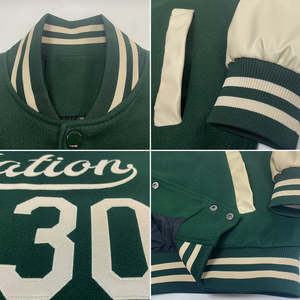แจ็คเก็ตเบสบอลทีม Letterman ดีไซน์ใหม่ ผ้าขนสัตว์ สีดำขาว ทรงปกติ แจ็คเก็ตสไตล์วิทยาลัย ปักลายเชนีล แพทช์ปัก  แบบ unisex สีพื้น หนา - Product Image 3