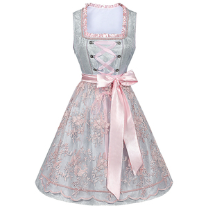Vestido Dirndl Premium de Jacquard con Ribete de Encaje, Estilo Bávaro Alemán Tradicional, Largo hasta la Rodilla, Estampado Floral, Transpirable, para el Oktoberfest - Product Image 3