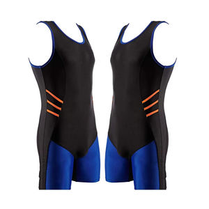 Maillot de lutte ajusté pour homme, personnalisé avec logo sublimé, séchage rapide, respirant, en polyester imprimé, sans manches, vêtement de sport - Product Image 4