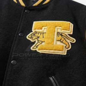 Stylish Varsity <b>Winter</b> <b>Jacket</b> for Men Classic Design Stand Collar Front Logo Soft Lining Comfortable Fit Perfect for Casual Wear - Product Image 4