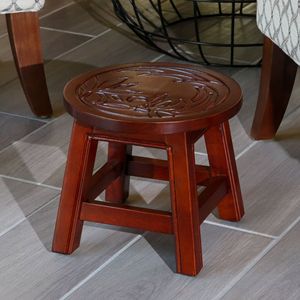 Carved Floral Cherry Wooden <b>Step</b> <b>Stool</b> Kids' Chair - Product Image 3