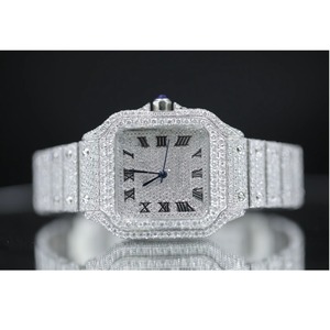 Reloj de Diamantes Moissanite de Lujo de Edición Limitada, Tono Blanco, Gran Tamaño, Medio Brillante, Acero Inoxidable, Disponible al Mejor Precio - Product Image 1